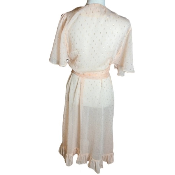 Elestory Duster Womens Small Pink Mommy Shimmer Ruffle Feminine Whimsical Sheer - Picture 8 of 10